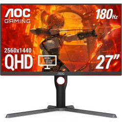 AOC Q27G3Xmn 27" 2K Qhd Gaming Monitor, 2560X1440, Mini Led, 180Hz, HDMI 2.0 X 1, Displayport 1.4 X1, Adaptive Sync, Xbox/ps5/switch Ready