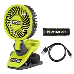 RYOBI USB Lithium Clamp Fan Kit - Includes 2.0 Ah USB Battery And Charging Cable