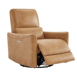 VALENCIA Kirstin Leather Swivel Glider Nursery Reclining Sofa Chair In Brown