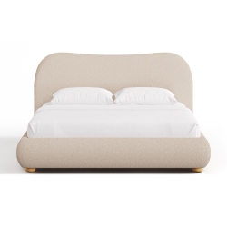 VALENCIA Etta Upholstered Fabric King Bed Frame In Beige