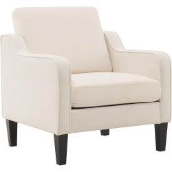 KARL HOME Cotton And Linen Contemporary Accent Chair Armchair for Living Room In Beige