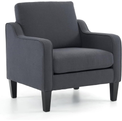 KARL HOME Cotton And Linen Contemporary Accent Chair Armchair for Living Room Dark In Grey