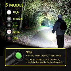 VECELOLIBILIS Led Flashlight, Ultra Bright Xml T6 Handheld Flashlights - High Lumen, Zoomable, 5 Modes, Water-Resistant for Camping Biking Home