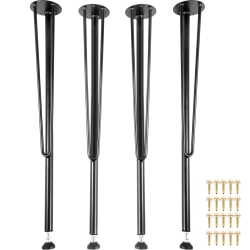 VEVOR 28" Hairpin Desk Legs, 4-Pack, Durable 3-Rod Iron Bench Supports for Diy Tables, Includes Rubber Feet In Black
