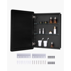 VEVOR 24X30 Inch Medicine Cabinet, Medicine Cabinet for Bathroom \w Mirror, Aluminum Frame Bathroom Wall Cabinet, 2-Layer Adjustable Shelves