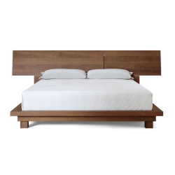 VALENCIA Faith Wide Headboard Wooden Queen Size Bed Frame, Walnut