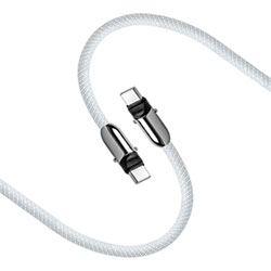 LOGiiX 1.2m (3.94 ft.) Braided 2-in-1 Cross-Body Lanyard & USB-C Cable - White