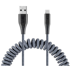 LOGiiX Piston Connect 1.8m (5.9 ft.) Coiled USB-A to USB-C Cable - Grey