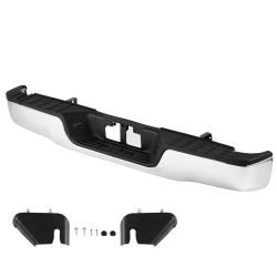 VEVOR Rear Step Bumper, Compatible \w 2007-2013-Toyota Tundra, Chrome Steel Back Bumper, Assembly Replacement Rear Bumper \w License Plate Light And