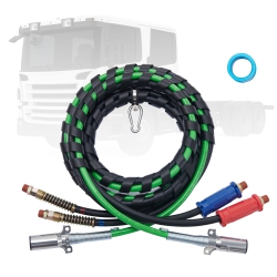VEVOR 15Ft Semi Truck Air Lines Kit, 3-In-1 Air Hoses & Abs Power Line for Semi Truck Trailer Tractor, 7-Way Plug Electrical Cord Cable And Rubber