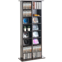 VEVOR 8-Layer Media Storage Cabinet, DVD Shelf Holds Up to 464 CDs, Adjustable CD Shelves 16 Compartments, Protects & Organizes Music, Movie, Video
