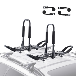 VEVOR Kayak Roof Rack 1 Pair J-Bar, Soft Roof Rack, Top Mount Tie Down, Carrier for Kayak, Surf Board, Canoe, Sup, Ski Board, Mount On Car, Suv