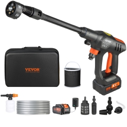VEVOR 1.1 Gpm Cordless Pressure Washer, 652-Psi Portable Power Cleaner, Handheld High-Pressure Car Washer Gun \w 4.0Ah Battery, Charger, 6-In-1