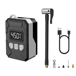 THE WAY Mini Bike Pump Bicycle Tire Inflator \w Digital Pressure Gauge, Auto Stop C-Type Function Electric Bicycle Air Pump for Bicycles, Motorcycles