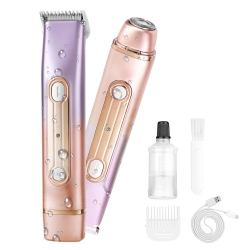 MYACUC 2 In 1 Women Electric Shaver Dual Head Bikini Trimmer Ipx7 Waterproof Wet & Dry Use Body Remover for Bikini, Underarm Leg, Private Area, Arm