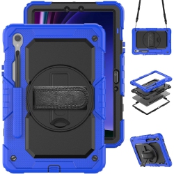CSMART [Cs] Shockproof Rugged Defender Kickstand Case Cover With Shoulder & Hand Strap for Samsung Tablet Tab S10 Fe+ Plus Sm-X620 In Blue