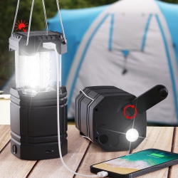 VECELOLIBILIS Camping Lantern, 3000Mah Rechargeable Battery Solar Hand Crank Powered Emergency Lights, Collapsible Portable Flashlight Camping Tent