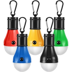 VECELOLIBILIS Camping Light [5 Pack], 4 Lighting Modes Led Camping Lantern Bulbs \w Clip Hooks, Waterproof Portable Battery Operated Emergency Tent