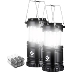 VECELOLIBILIS 2 Pack Led Camping Lantern \w Magnetic Base And Adjustable Brightness, Survival Kit for Emergency, Hurricane, Storm, Power Outage