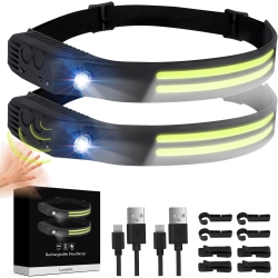 VECELOLIBILIS 2 Pack Headlamp Rechargeable, Super Bright 350 Lumen \w 5 Light Mode 1200Mah Headlamp, 0.14Lb Lightweight Ipx4 Waterproof Headlight For