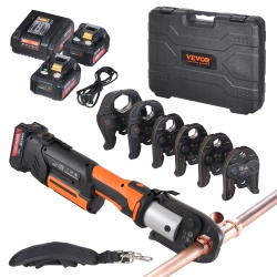 VEVOR 18V Propress Tool, Electric Pipe Crimping Tool for 1/2”, 3/4”, 1”, 1 1/4", 1 1/2", 2" Copper Pipes, Press Tool Kit \w Brushless Motor, 6