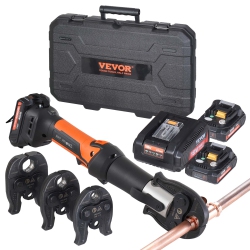 VEVOR 18V Mini Propress Tool, Electric Pipe Crimping Tool for 1/2", 3/4", 1" Copper Pipes, Press Tool Kit \w 3 Pro Press Jaws, 2PCs 18V 2Ah Battery