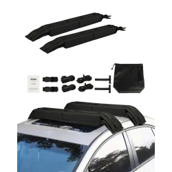 VEVOR 31.5" Soft Roof Rack Pads, Universal Car Roof Rack Pad, 176Lbs Load Capacity Luggage Kayak Carrier \w 4 Tie-Down Straps, 2 Quick Loop Straps &