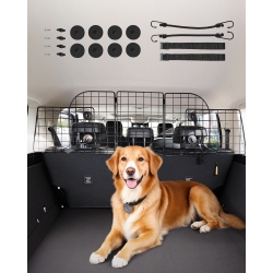 VEVOR Dog Car Barrier, 36.6"-60" Adjustable Car Divider for Trunk Cargo Area, Universal-Fit Back Seat Heavy-Duty Wire Mesh Dogs Separator Guard Net