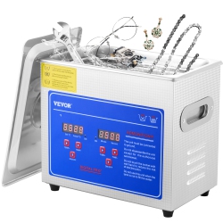 VEVOR 2.85 L Professional Ultrasonic Cleaner, Ultrasonic Jewelry Cleaner \w Digital Timer & Heater, Stainless Steel Industrial Sonic Cleaner 40Khz