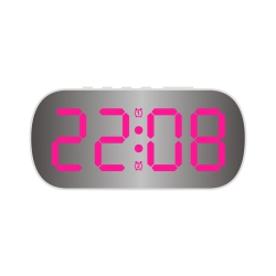 THE WAY Simple Ins Style Led Digital Display Electronic Clock, Digital Desktop Small Alarm Clock, Student Children's Mirror Alarm Clock-White Light