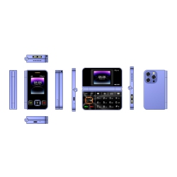 THE WAY V8Pro Dual Screen Folding Flip Feature Phone 2G Elderly Flip Phone Large Font Elderly Phone Rectangular Flip Design Audio Basic Phone 1.8