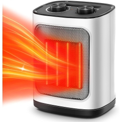 COWSAR Portable Electric Space Heater, 1500W Ceramic Heater \w Adjustable Thermostat, Overheat & Tip-Over Protection, Fast Heating for Indoor Use In