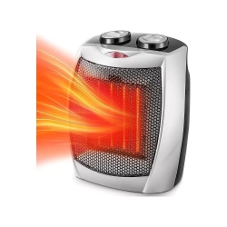 COWSAR Quiet Tabletop Electric Heater With Overheat Protection – Portable for Home & Office (Silver)