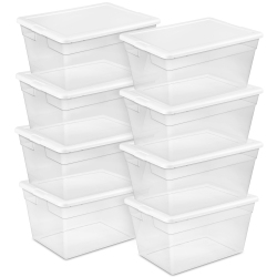 STERILITE 56 Quart Clear Plastic Storage Container With Latching Lid (8 Pack)