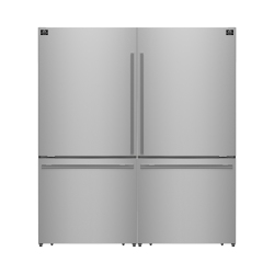 FORNO Milano 2-Piece 62-Inch Freestanding Dual Bottom Freezer Refrigerator, Stainless Steel Â€“ 34.4 Cu.ft, Touch Control, Ice Maker