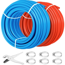 VEVOR 300Ft Pex Tubing \w Oxygen-Barrier And Blue, 1/2 Inch, Ideal for Radiant Floor Heating Systems, Plumbing Applications, Hot And Cold Water