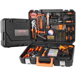 VEVOR 146 Piece General Household Hand Tool Set, \w Electric Drill And Portable Tool Storage Case, High-Quality Steel, for Home Maintenance, Diy