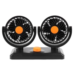 THE WAY Car Fan Powerful Double-Head USB Car Fan 24V Volt Large Truck 12V Van Fan Double-Head 24V Cigarette Lighter Interface In Orange