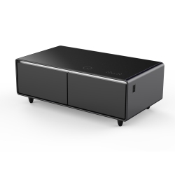 FORNO Evoluto Tavolo 51-Inch Smart Coffee Table Â€“ Dual Refrigerator Drawers, Bluetooth 5.0 Audio, Wireless Charging & RGB Ambient Light In Black