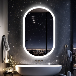 UNHO 20 X 32 Inch Led Bathroom Mirror \w Lights, Oval Anti-Fog Dimmable Wall Mounted Makeup Mirror \w Front And Backlit, Modern Vanity Mirror \w