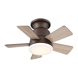 PARROT UNCLE 24" Oil-Rubbed Bronze Wood Dimmable Hugger Ceiling Fan With Light