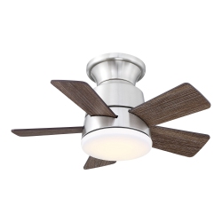 PARROT UNCLE 24" Brushed Nickel Wooden Hugger Small Ceiling Fan With Light And Remote