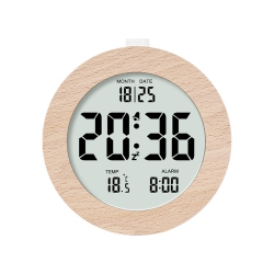 THE WAY Nordic Style Solid Wood Alarm Clock Simple Wooden Clock Multifunctional Lcd Electronic Clock Handmade Clock Simple Atmosphere Home Room Desk