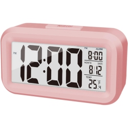 THE WAY Digital Alarm Clock, Bedroom Alarm Clock \w Smart Night Light, Room Temperature, Large Led Display, Battery Powered Desk Clock, English