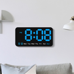 THE WAY New Wall Clock, Simple Large Screen Hanging And Standing Clock, Living Room Clock, Strap Temperature Multi-Function Alarm Clock - Black Shell
