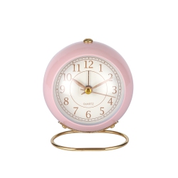 THE WAY Small Table Clock Classic Tickless Desktop Alarm Clock \w Backlight, Retro Style Simple Desktop Small Alarm Clock Nordic Round Table Clock