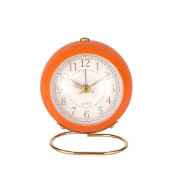 THE WAY Small Table Clock Classic Tickless Desktop Alarm Clock \w Backlight, Retro Style Simple Desktop Small Alarm Clock Nordic Round Table Clock