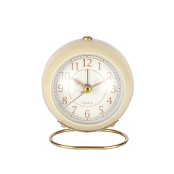 THE WAY Small Table Clock Classic Tickless Desktop Alarm Clock \w Backlight, Retro Style Simple Desktop Small Alarm Clock Nordic Round Table Clock