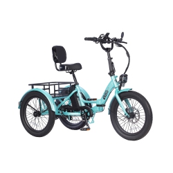 OLLIE Refurbished (Good) - Leo Foldable Step-Through Electric City Trike (500W Motor / 65Km Range / 22 Km/h Top Speed) - In Teal