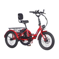 OLLIE Refurbished (Excellent) - Leo Foldable Step-Through Electric City Trike (500W Motor / 65Km Range / 22 Km/h Top Speed) - In Red